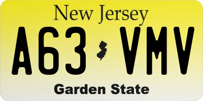 NJ license plate A63VMV