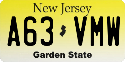 NJ license plate A63VMW