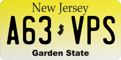 NJ license plate A63VPS
