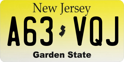 NJ license plate A63VQJ
