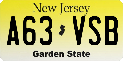 NJ license plate A63VSB