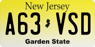 NJ license plate A63VSD