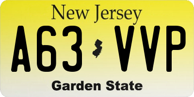 NJ license plate A63VVP