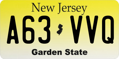 NJ license plate A63VVQ