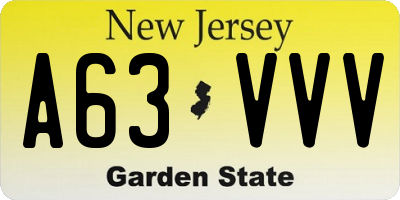 NJ license plate A63VVV
