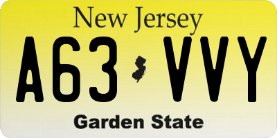 NJ license plate A63VVY