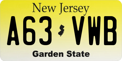 NJ license plate A63VWB