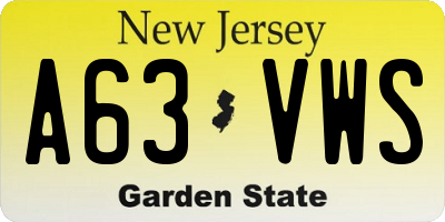NJ license plate A63VWS