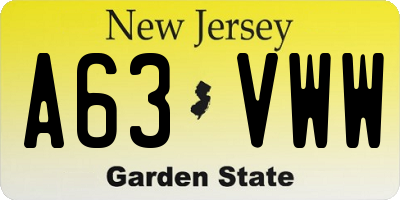NJ license plate A63VWW