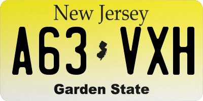 NJ license plate A63VXH