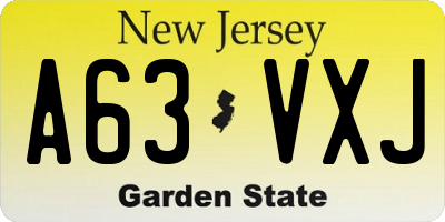 NJ license plate A63VXJ