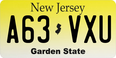 NJ license plate A63VXU