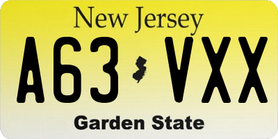 NJ license plate A63VXX
