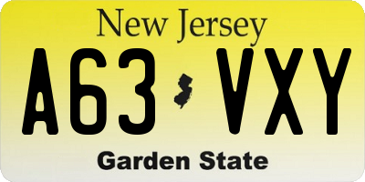 NJ license plate A63VXY