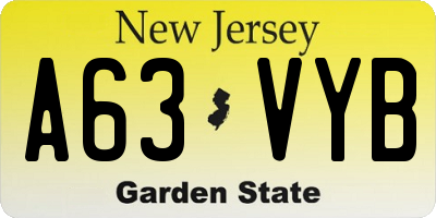 NJ license plate A63VYB