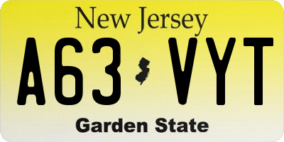 NJ license plate A63VYT