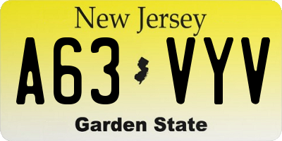 NJ license plate A63VYV