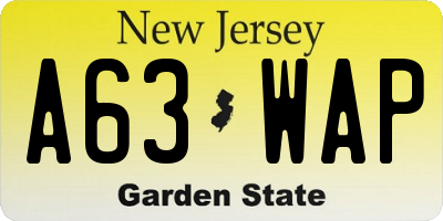 NJ license plate A63WAP