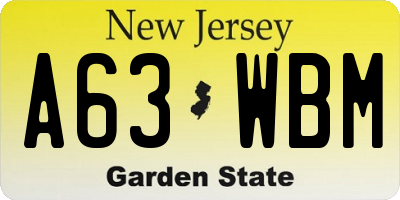 NJ license plate A63WBM