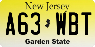 NJ license plate A63WBT