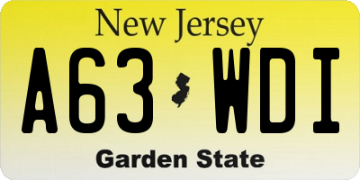 NJ license plate A63WDI