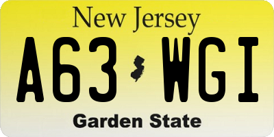 NJ license plate A63WGI