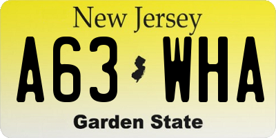 NJ license plate A63WHA