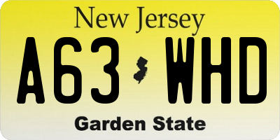 NJ license plate A63WHD