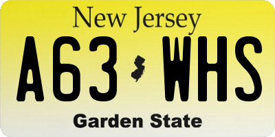 NJ license plate A63WHS