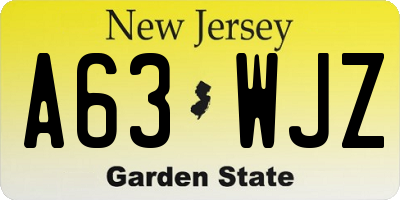 NJ license plate A63WJZ