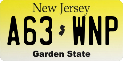NJ license plate A63WNP