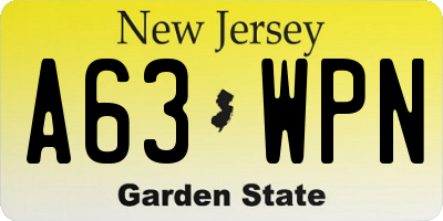 NJ license plate A63WPN