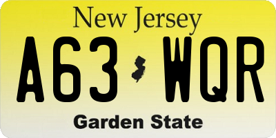 NJ license plate A63WQR