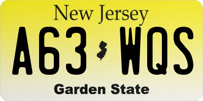 NJ license plate A63WQS