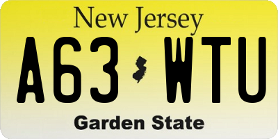 NJ license plate A63WTU