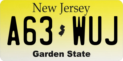 NJ license plate A63WUJ