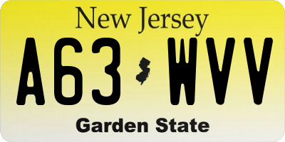 NJ license plate A63WVV