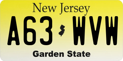 NJ license plate A63WVW