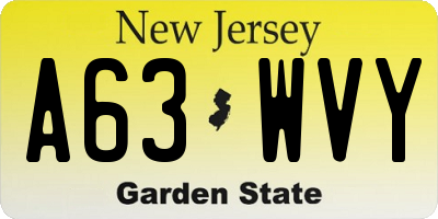 NJ license plate A63WVY