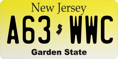 NJ license plate A63WWC