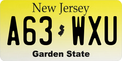 NJ license plate A63WXU