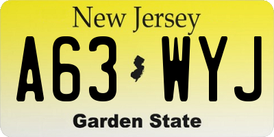 NJ license plate A63WYJ
