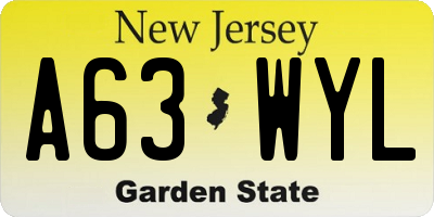 NJ license plate A63WYL