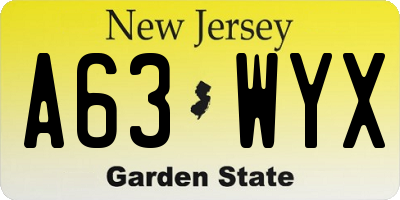 NJ license plate A63WYX