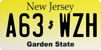 NJ license plate A63WZH
