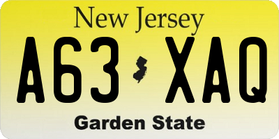NJ license plate A63XAQ