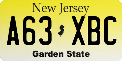 NJ license plate A63XBC