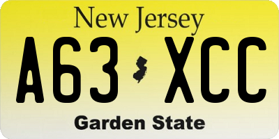 NJ license plate A63XCC