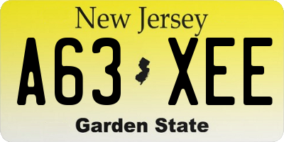 NJ license plate A63XEE