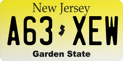 NJ license plate A63XEW